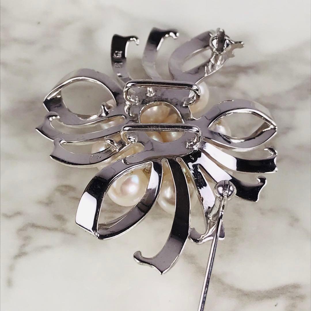 【極美品】TASAKI　タサキ　田崎　アコヤパール ブローチ　帯留　シルバー