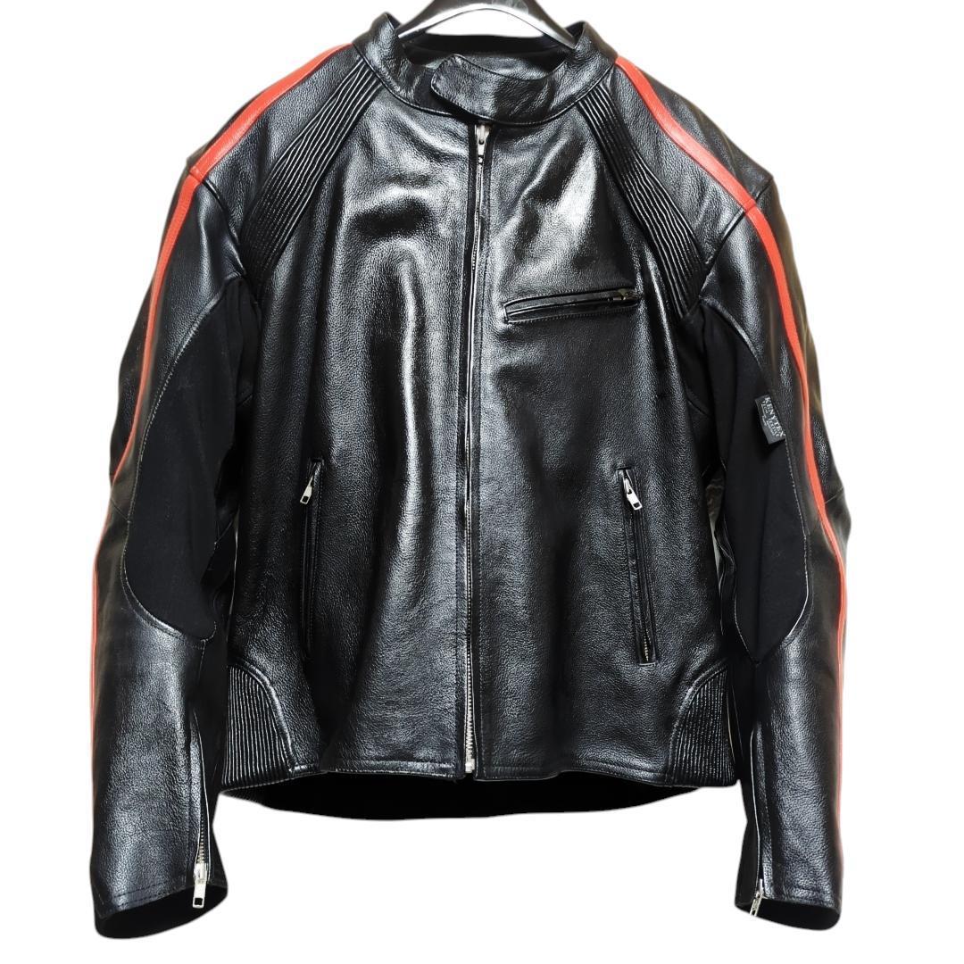 【大きい】KOMINE コミネ ライディングレザージャケット 3XL 赤黒