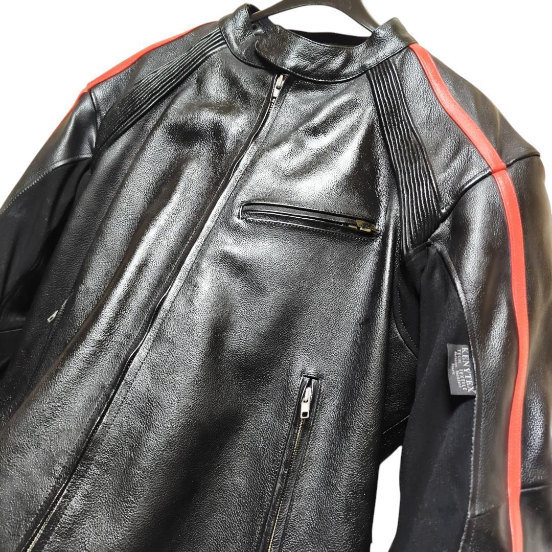 【大きい】KOMINE コミネ ライディングレザージャケット 3XL 赤黒