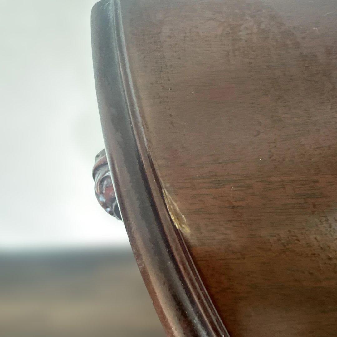 アンティークダークブラウン 半円形木製サイドテーブル