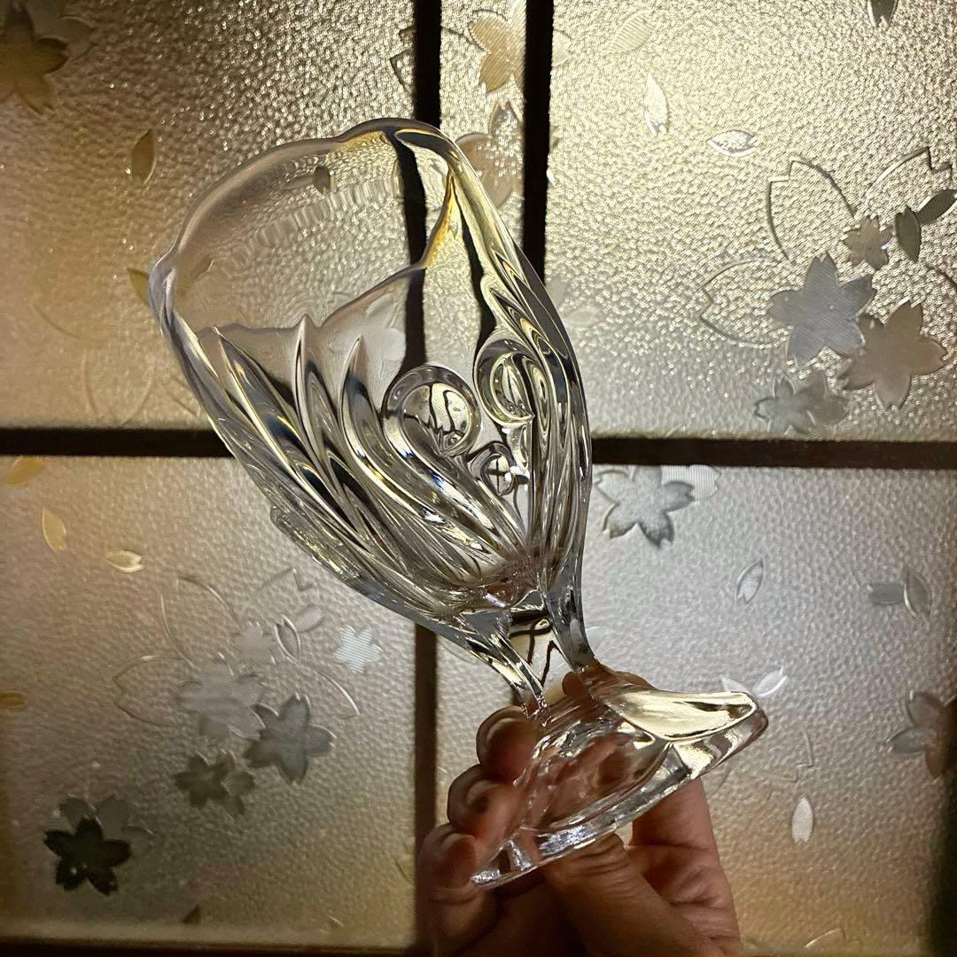 骨董　レトロ　乳白色暈し　ハートプレス紋　チューリップ型　パフェグラス　氷コップ