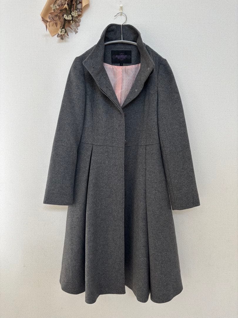 RUIRUE BOUTIQUE バックリボンフィット＆フレアウールコート　S
