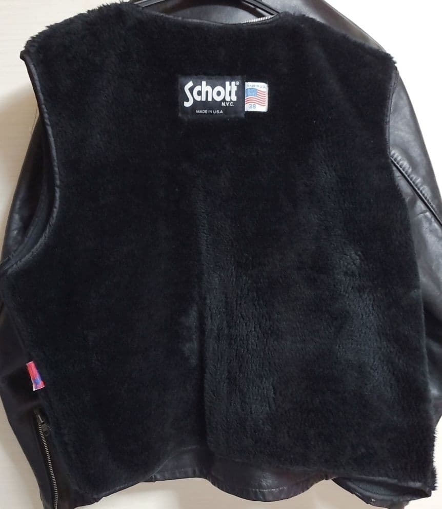 〖美品〗Schott ブラック レザー シングルライダースジャケット　641