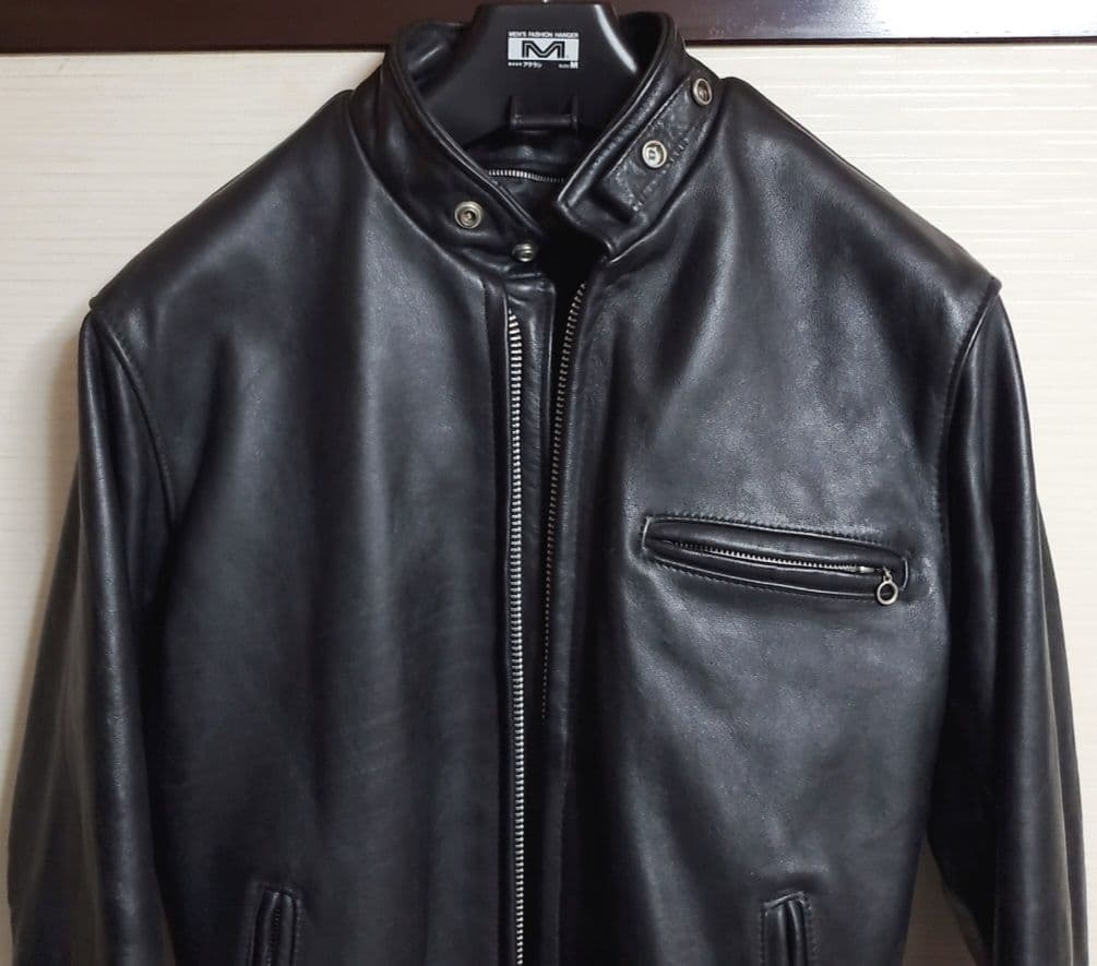 〖美品〗Schott ブラック レザー シングルライダースジャケット　641