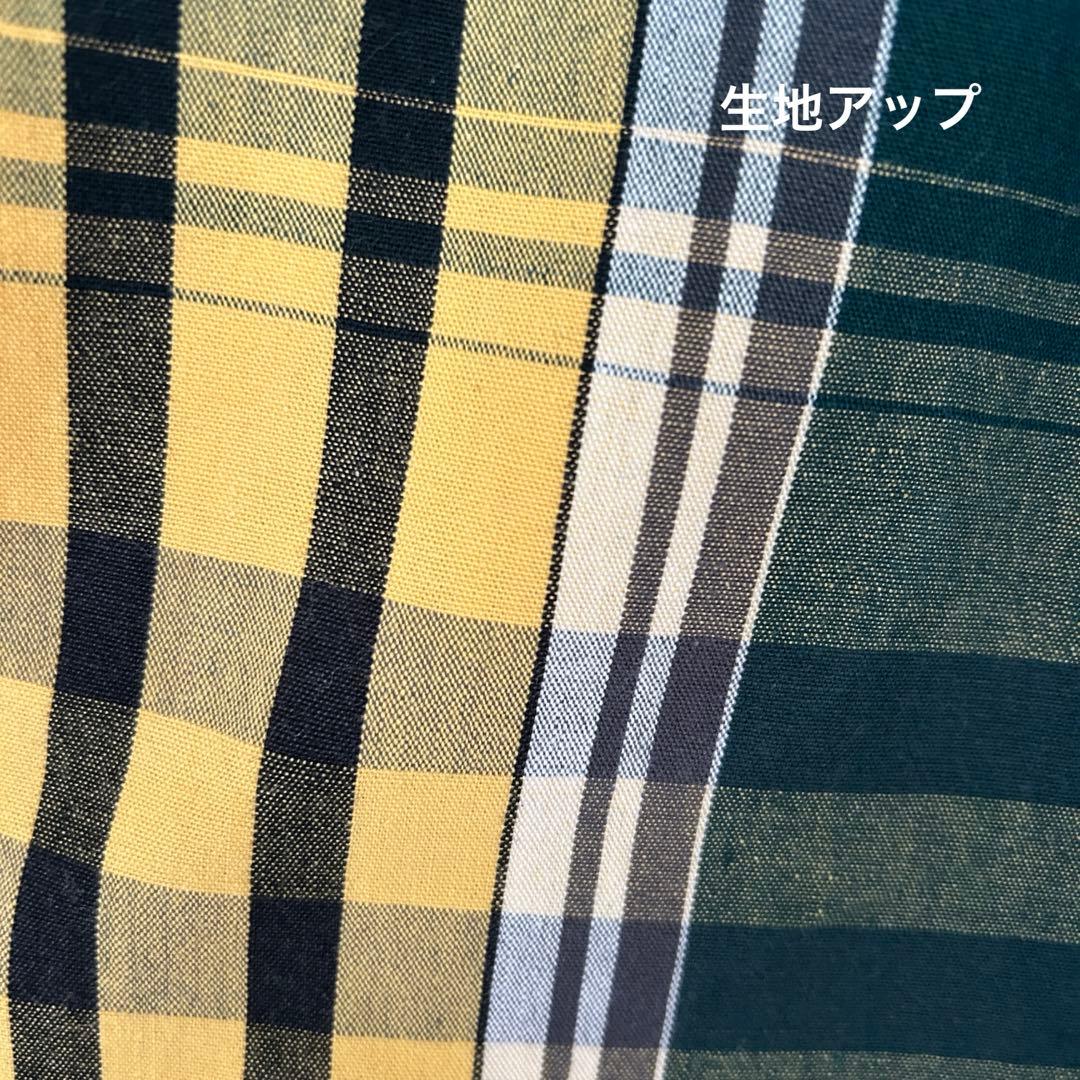 【匿名発送】SOU・SOU 広形もんぺ 伊勢木綿20/20二筋布団縞深緑色×藤黄