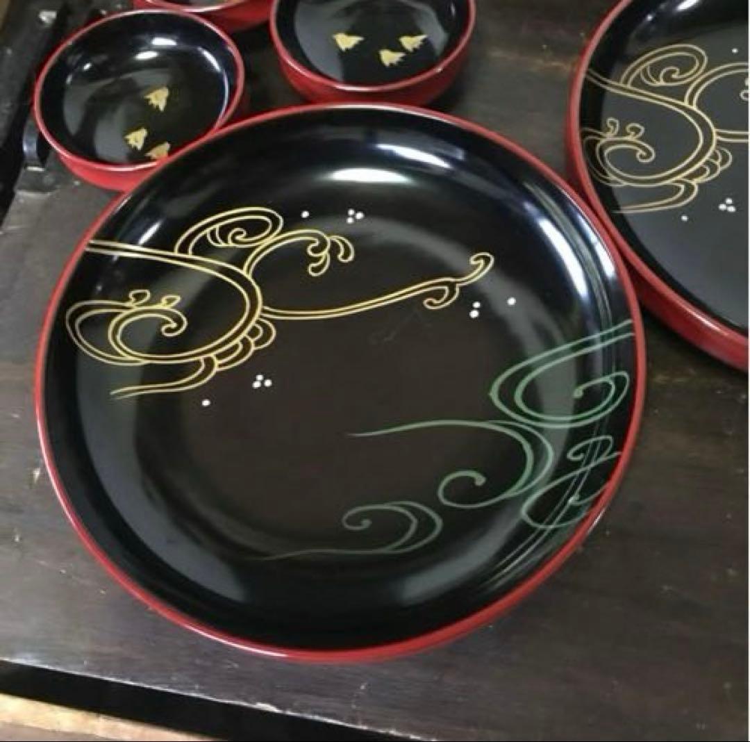 美品　輪島塗　蒔絵　当時物　漆器　刺身皿　取り皿　銘々皿　お祝い事　共箱付き