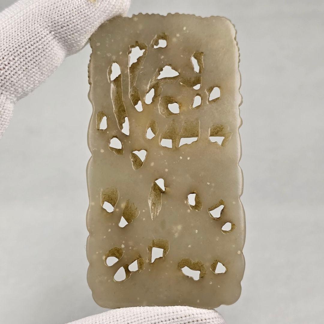 貴重品 本物和田白玉 土沁 明代 透彫り☆福禄双全☆虎鹿紋☆玉佩 根付 縁起物