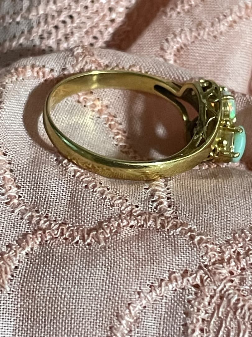 K18 ターコイズ、オパール2.59gレディースリング