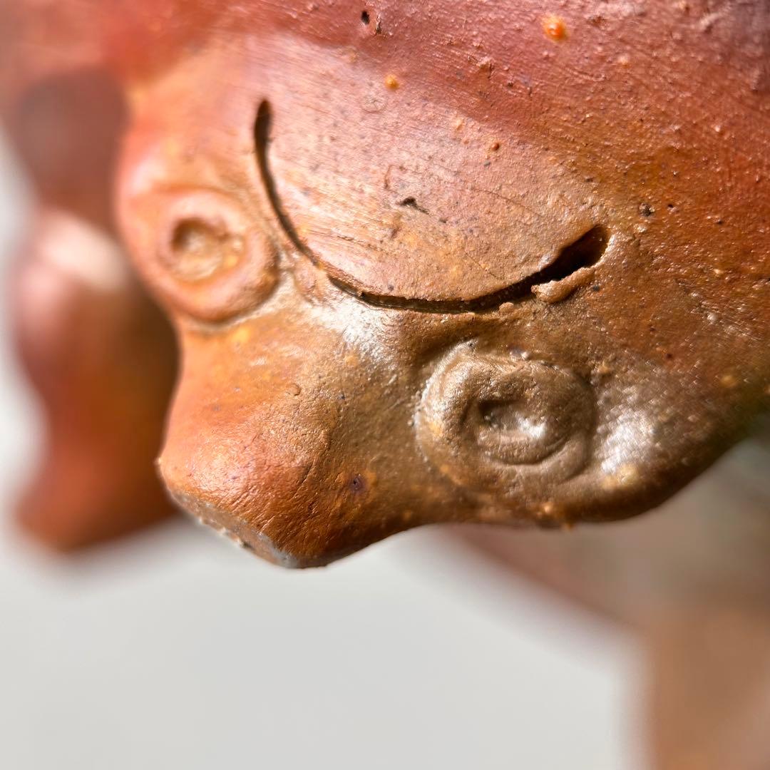 A057時代物　藤原陶斎 造　備前焼　龍鶏細工 香炉　茶道具　古美術品