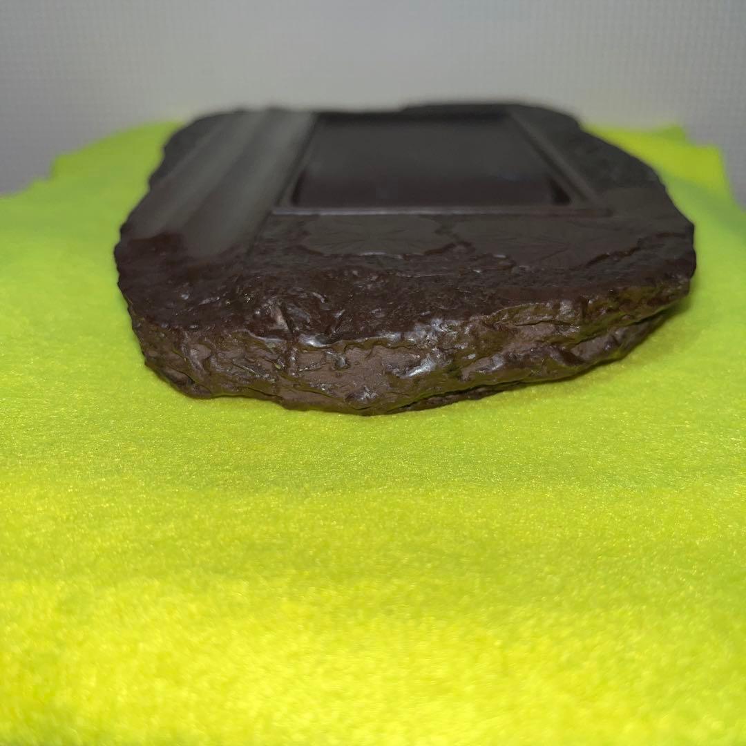 ⭕️赤間硯　古硯　赤間関　デカイ　7寸大　共蓋付き　墨持ち良い　手間