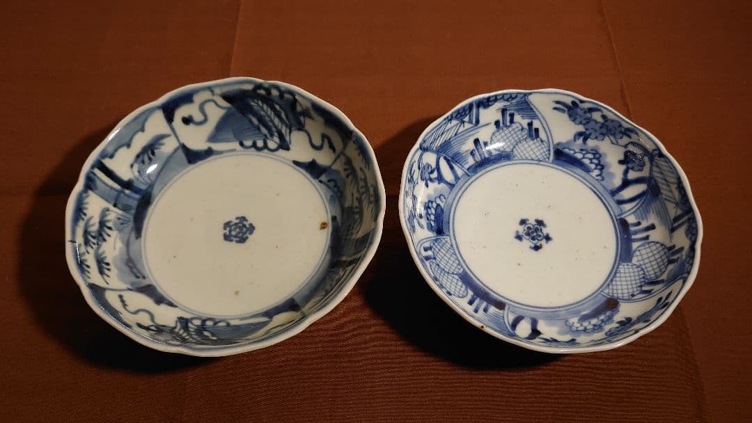 古伊万里　伊万里　染付　江戸期　なます皿　渦福　　２客