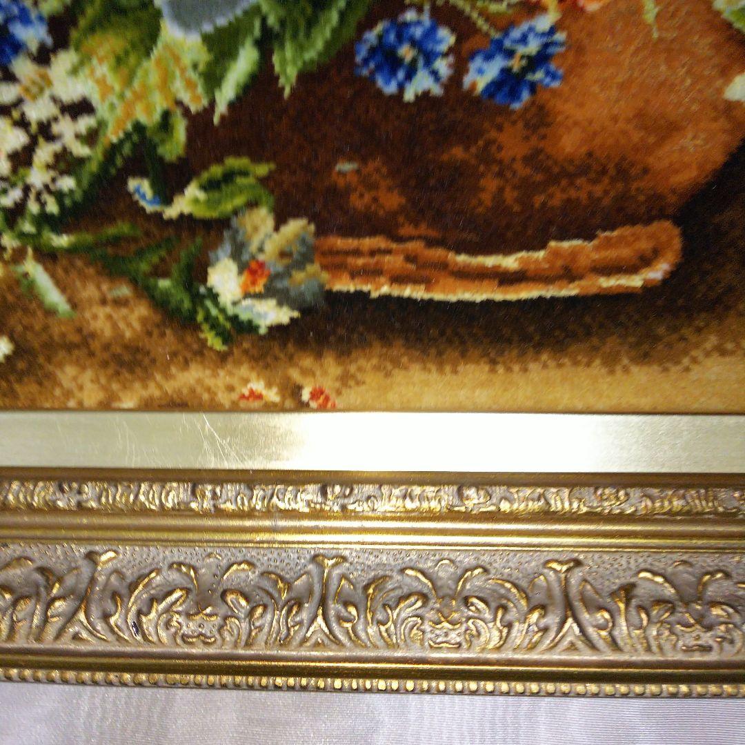 手織りペルシャ絨毯　タブリーズ産絨毯絵画　ウール&シルク