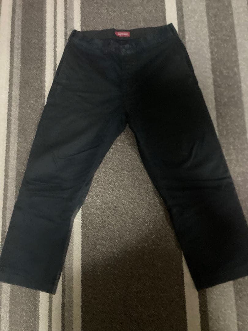 Supreme ブラック チノパン32インチ
