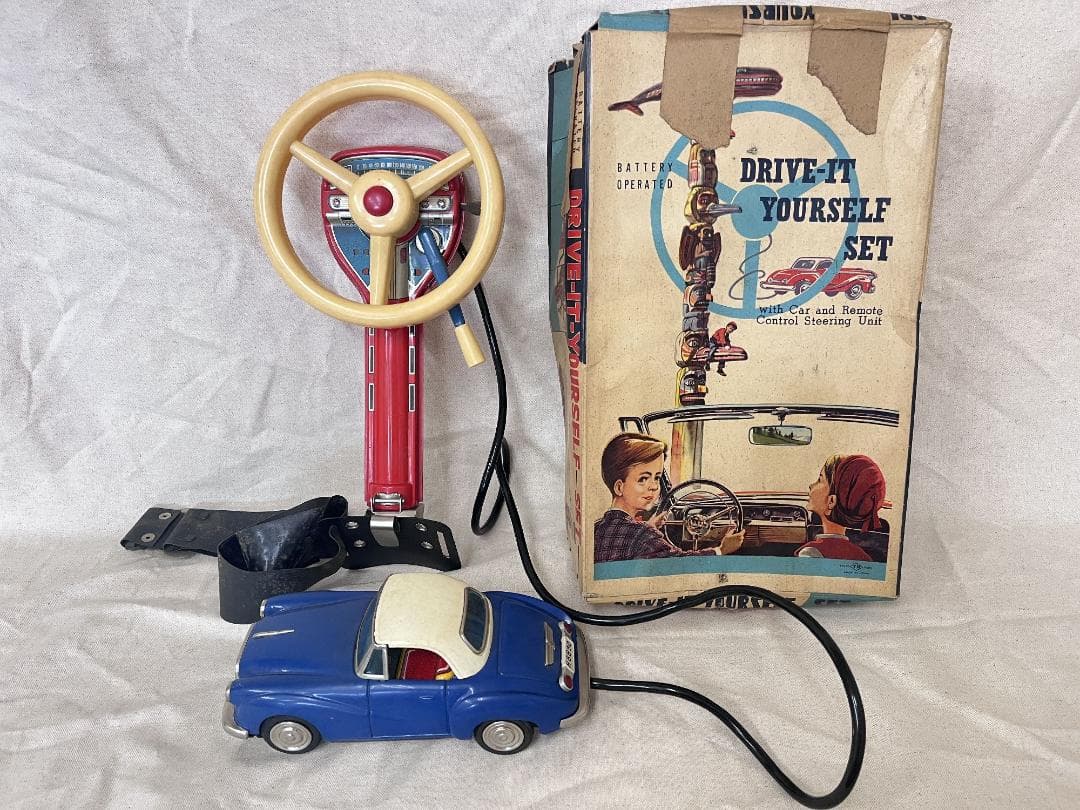 昭和レトロ！【ブリキおもちゃ】 リモコン付きブリキ自動車 動作不良 ジャンク