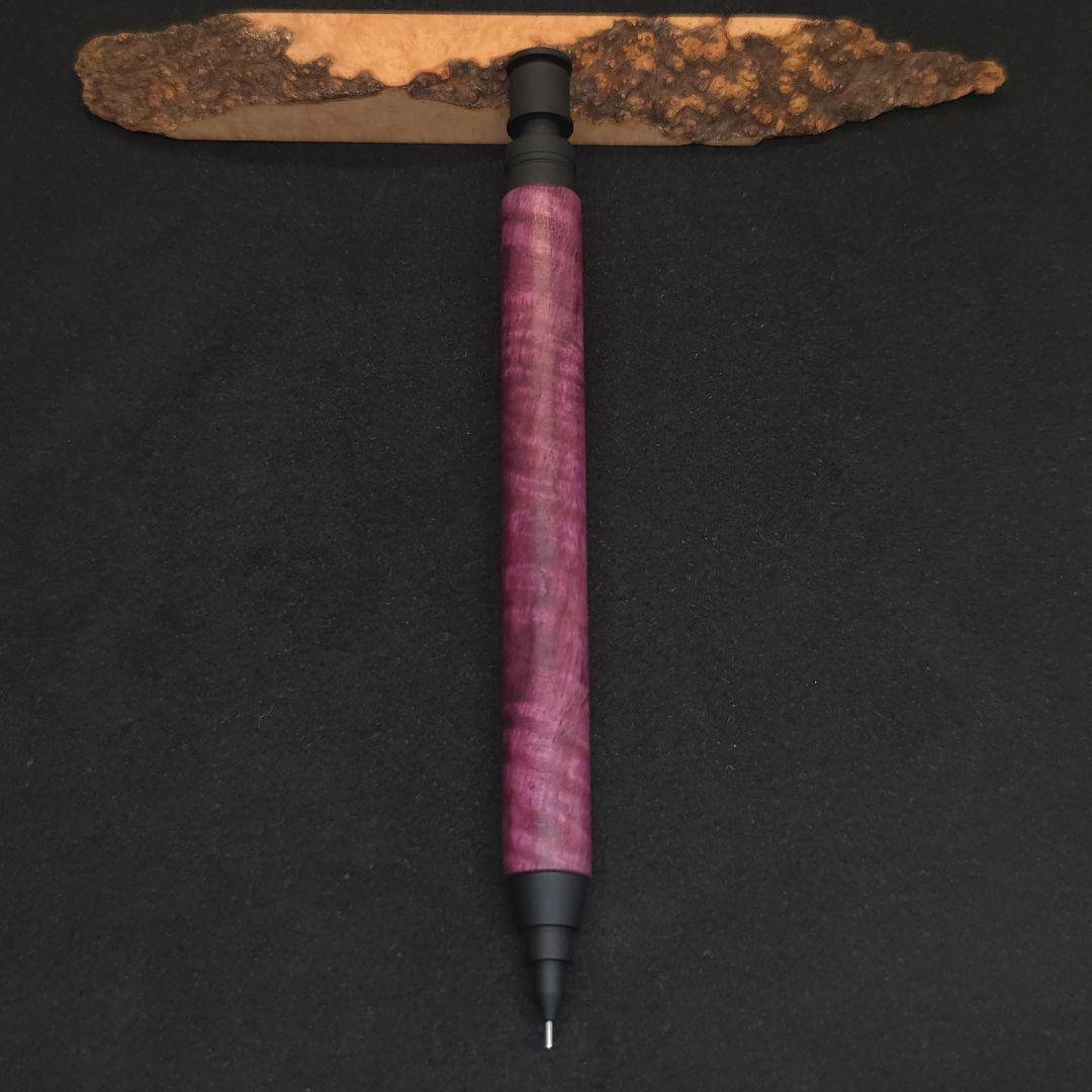 No.03ハンドメイド製図用シャープペンMDS1木軸パープルハート縮み杢