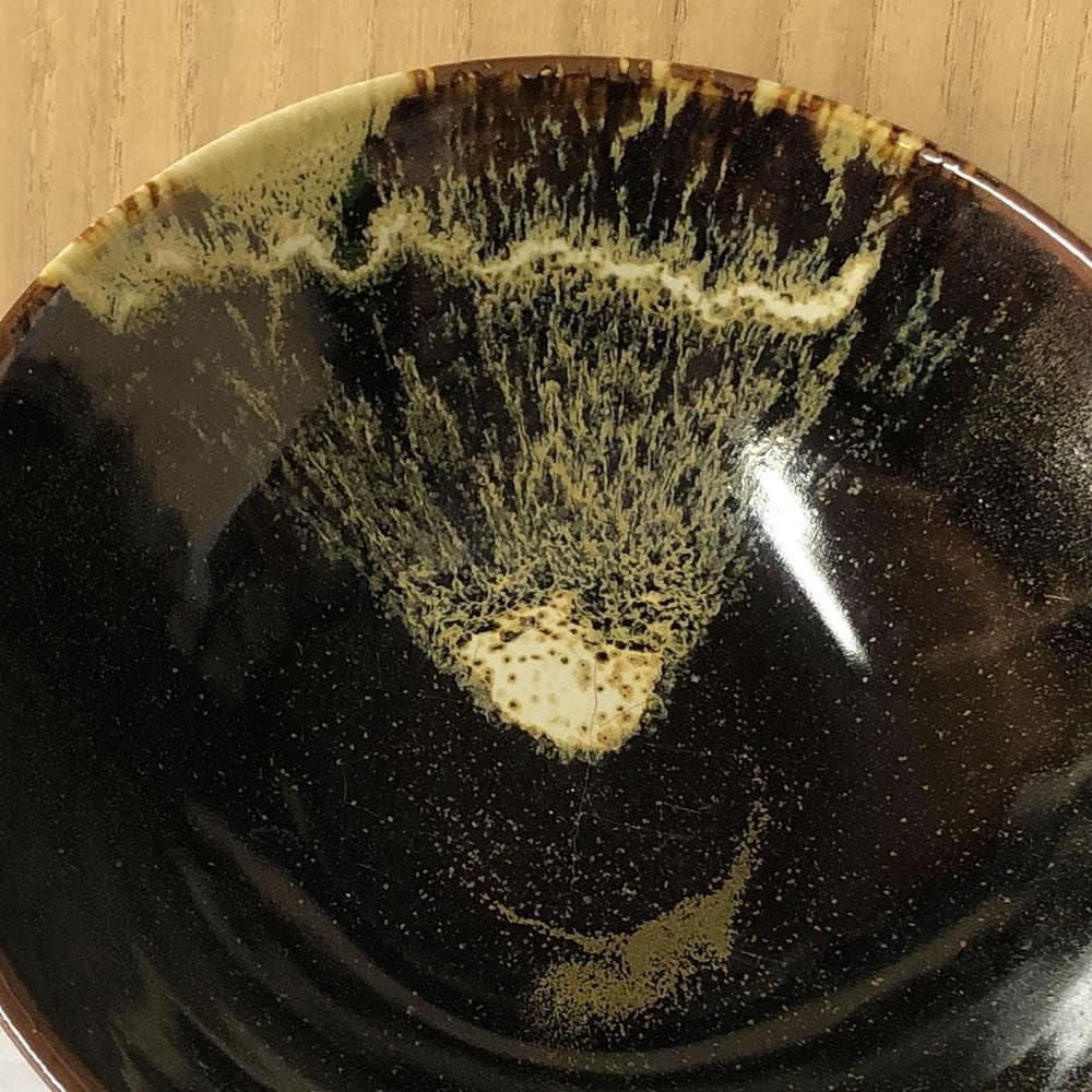 e2930 逆富士絵 平茶碗 在銘 合わせ箱 富士山 抹茶碗 茶道具