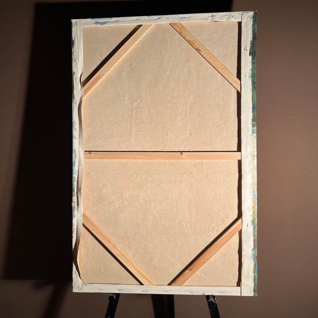 ★特大★ 手書き油絵 テラス 肉筆絵画 インテリア 油彩画