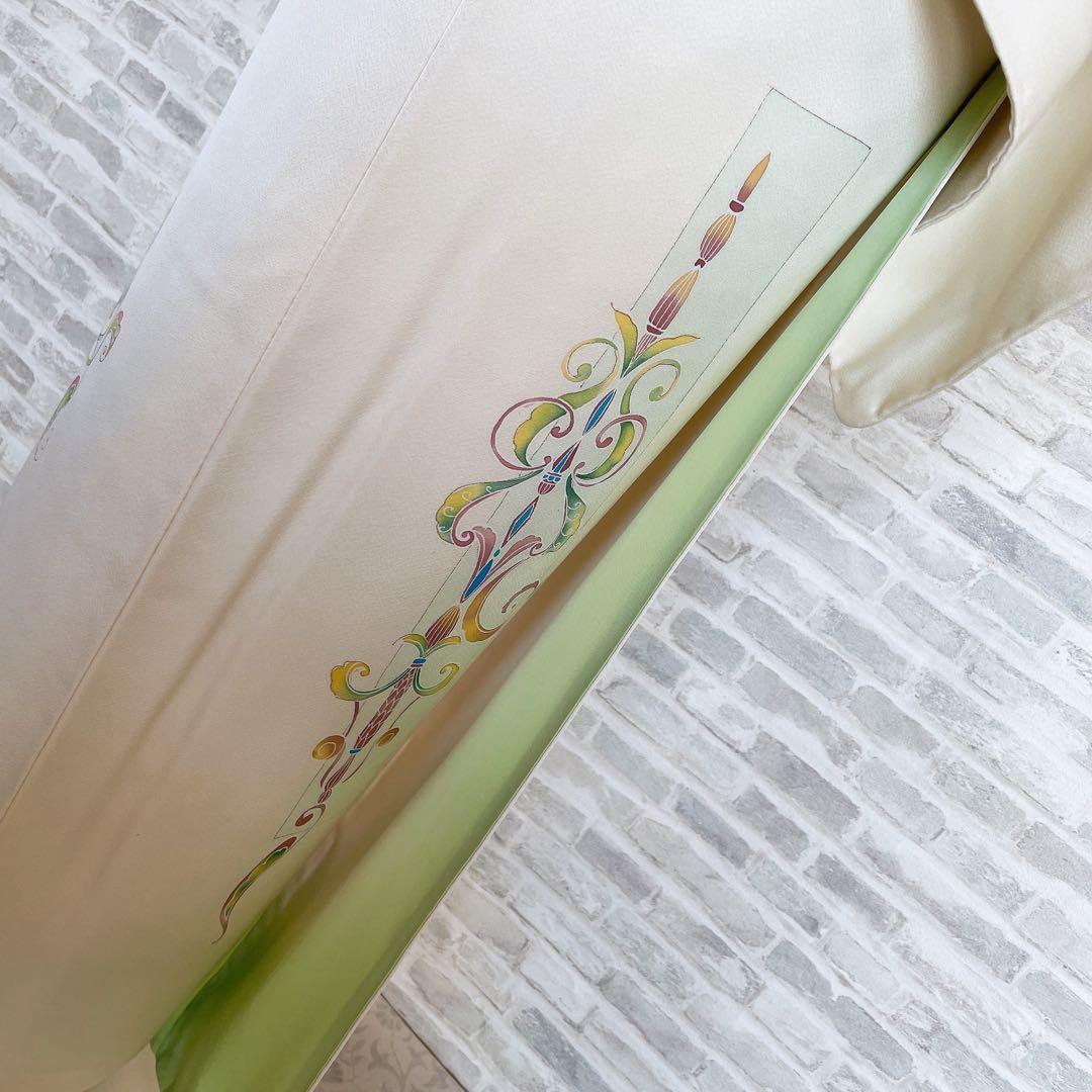 訪問着　フルセット　西洋柄　オフホワイト　金彩加工　着物　Q5