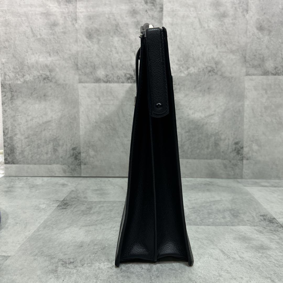 LANVIN ダレスバッグ 本革 2way レザー ブラック 黒 自立 鍵付き