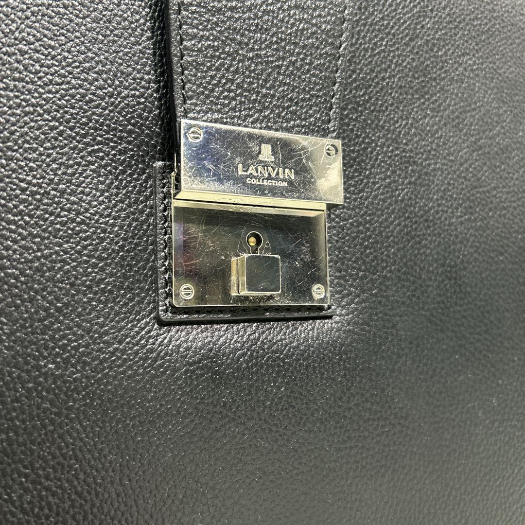 LANVIN ダレスバッグ 本革 2way レザー ブラック 黒 自立 鍵付き