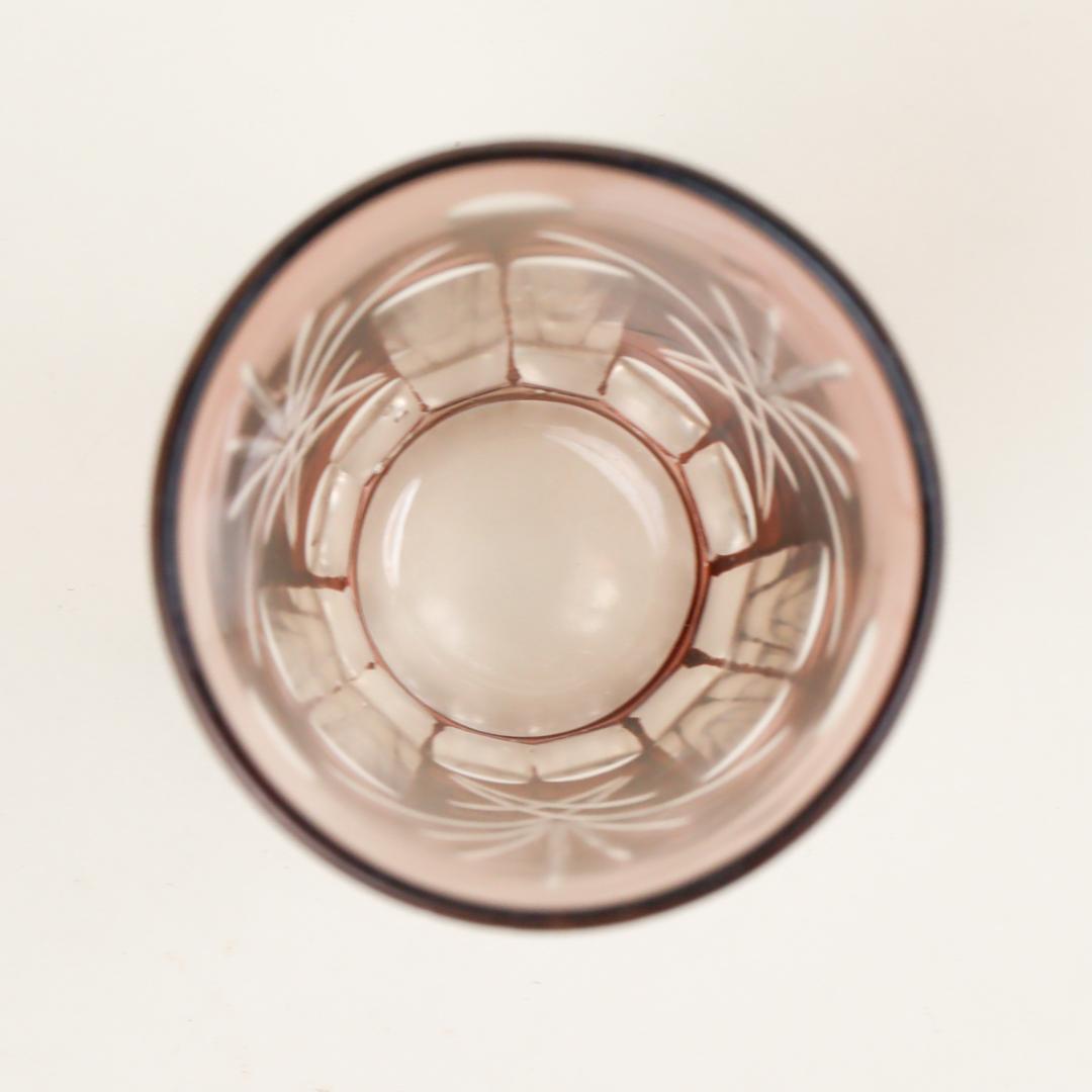 紫切子 レトロ硝子 コップ 昭和レトロ ウランガラス