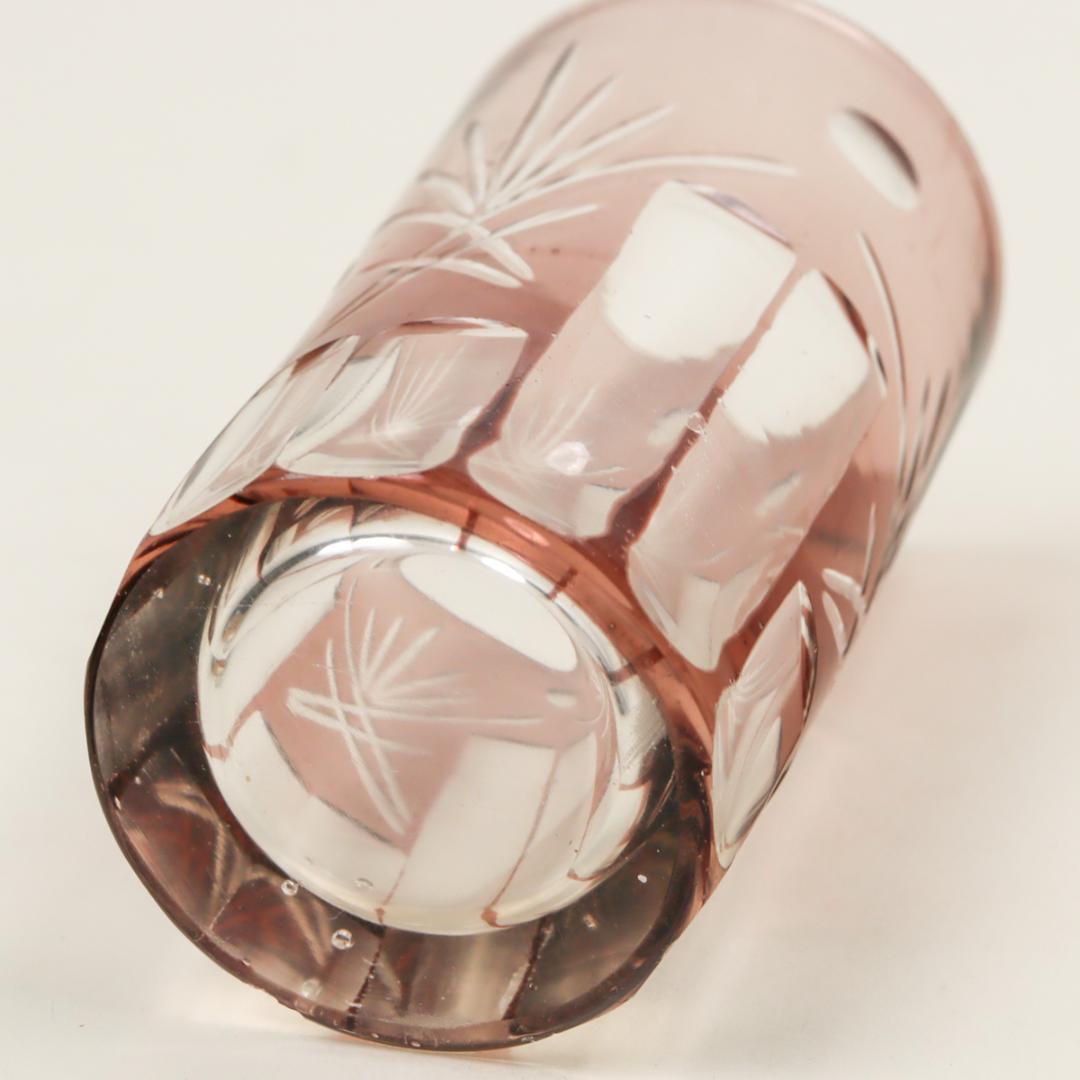 紫切子 レトロ硝子 コップ 昭和レトロ ウランガラス