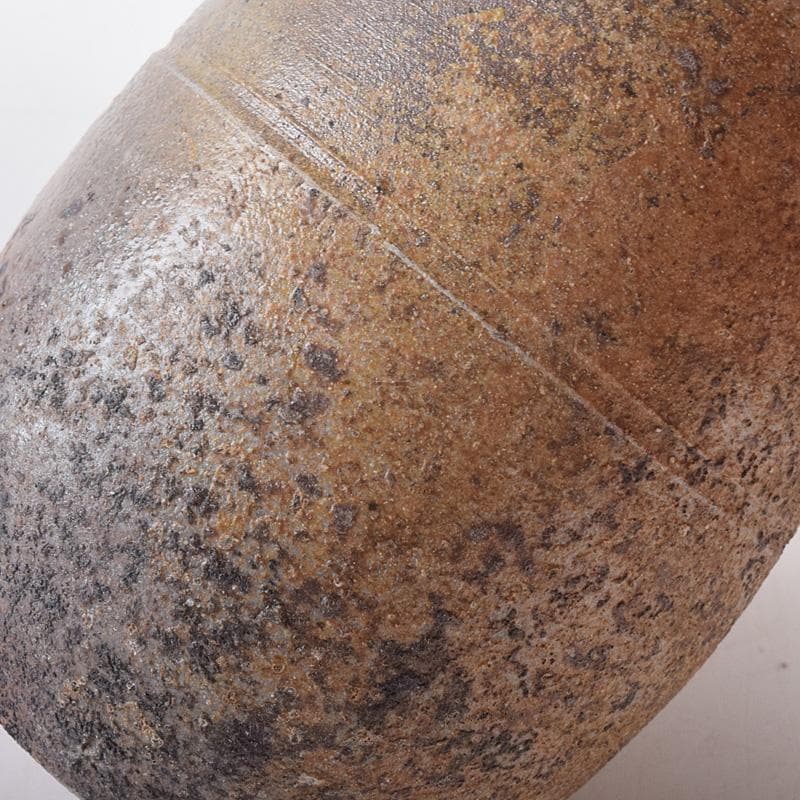 茶道具　備前焼　木村桃山作　茶入　袱紗付　共箱　V　R7875