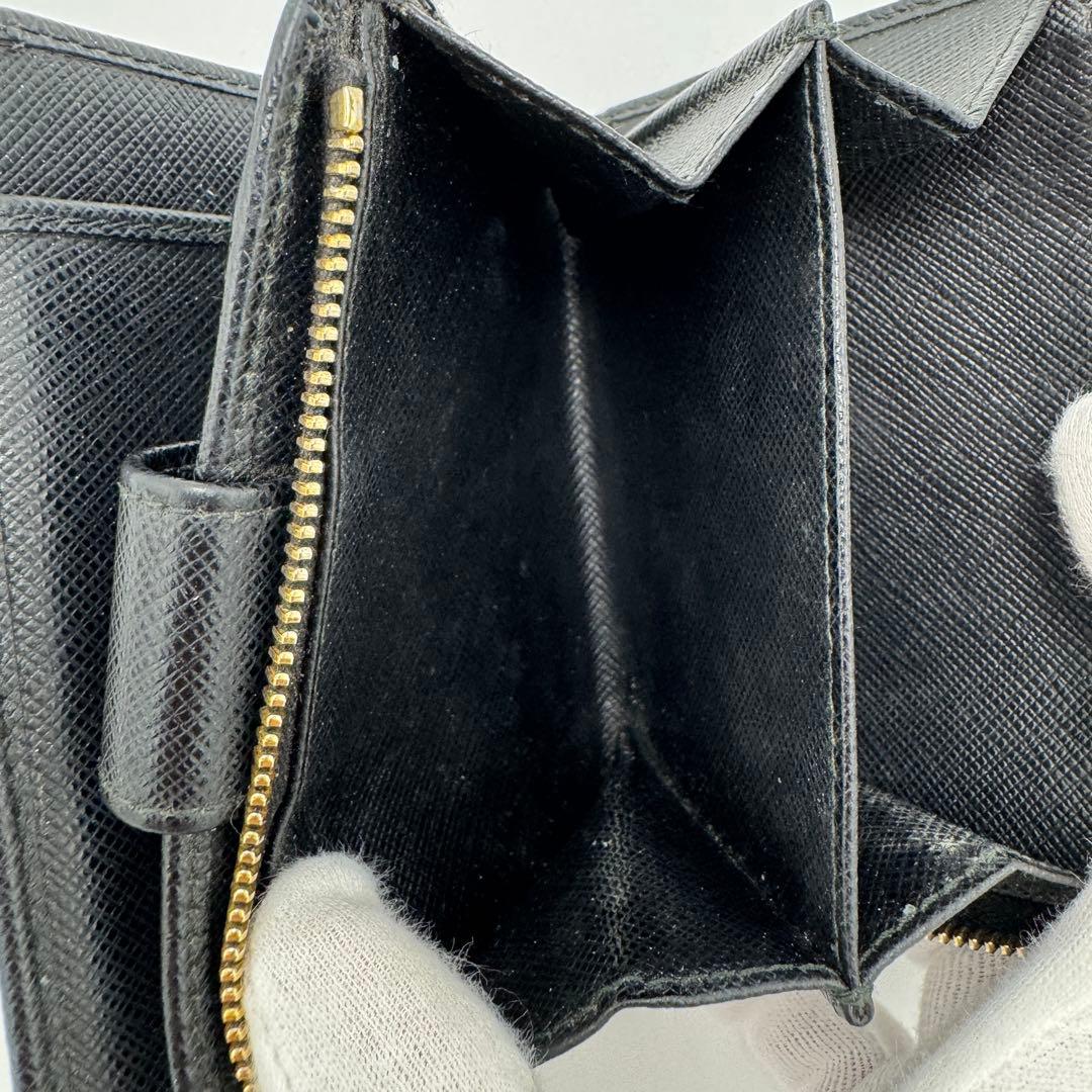 PRADA プラダ サフィアーノ メタル 二つ折り財布 1ML018 ブラック