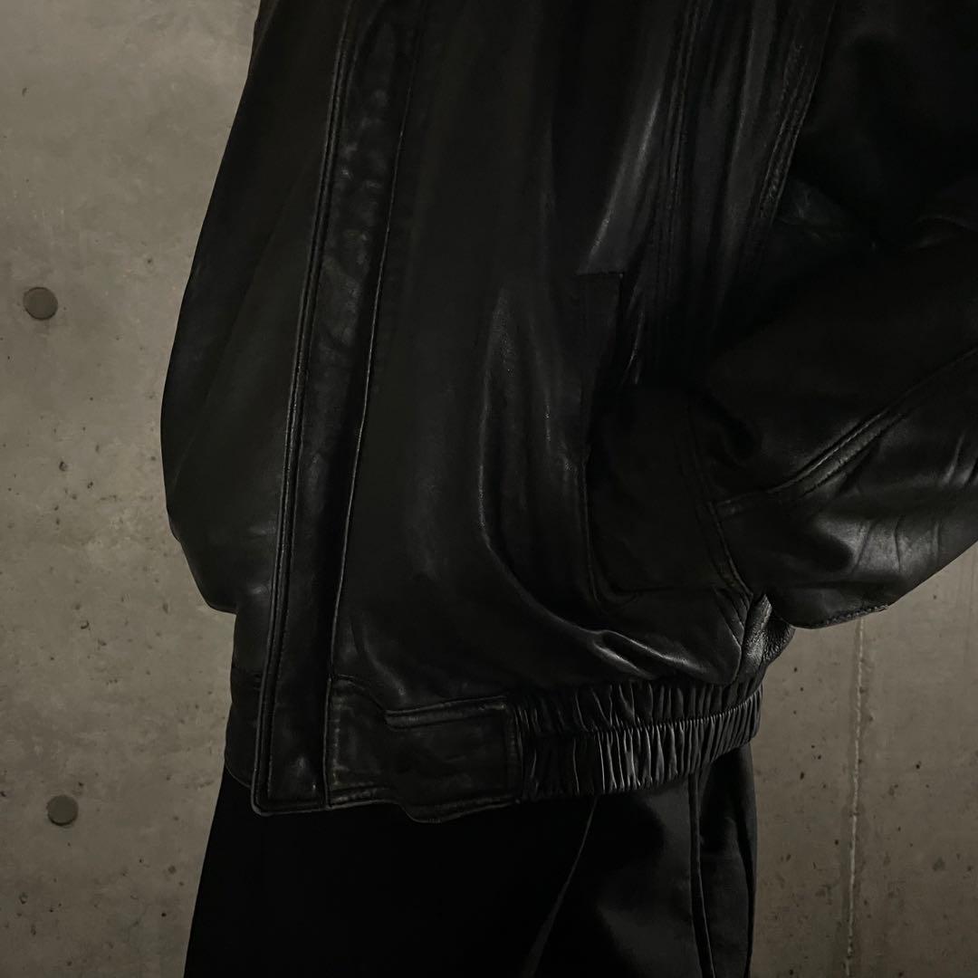 ギミック シープレザー ショート丈ブルゾン ジャケット Y2K アーカイブ 本革