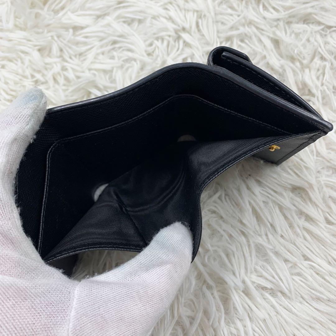 【✨極美品✨】プラダ 三つ折り財布 サフィアーノレザー ブラック 付属品完備