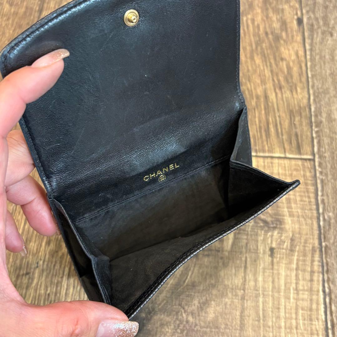 CHANEL シャネル 折りたたみ 財布 レザー キャビアスキン ヴィンテージ