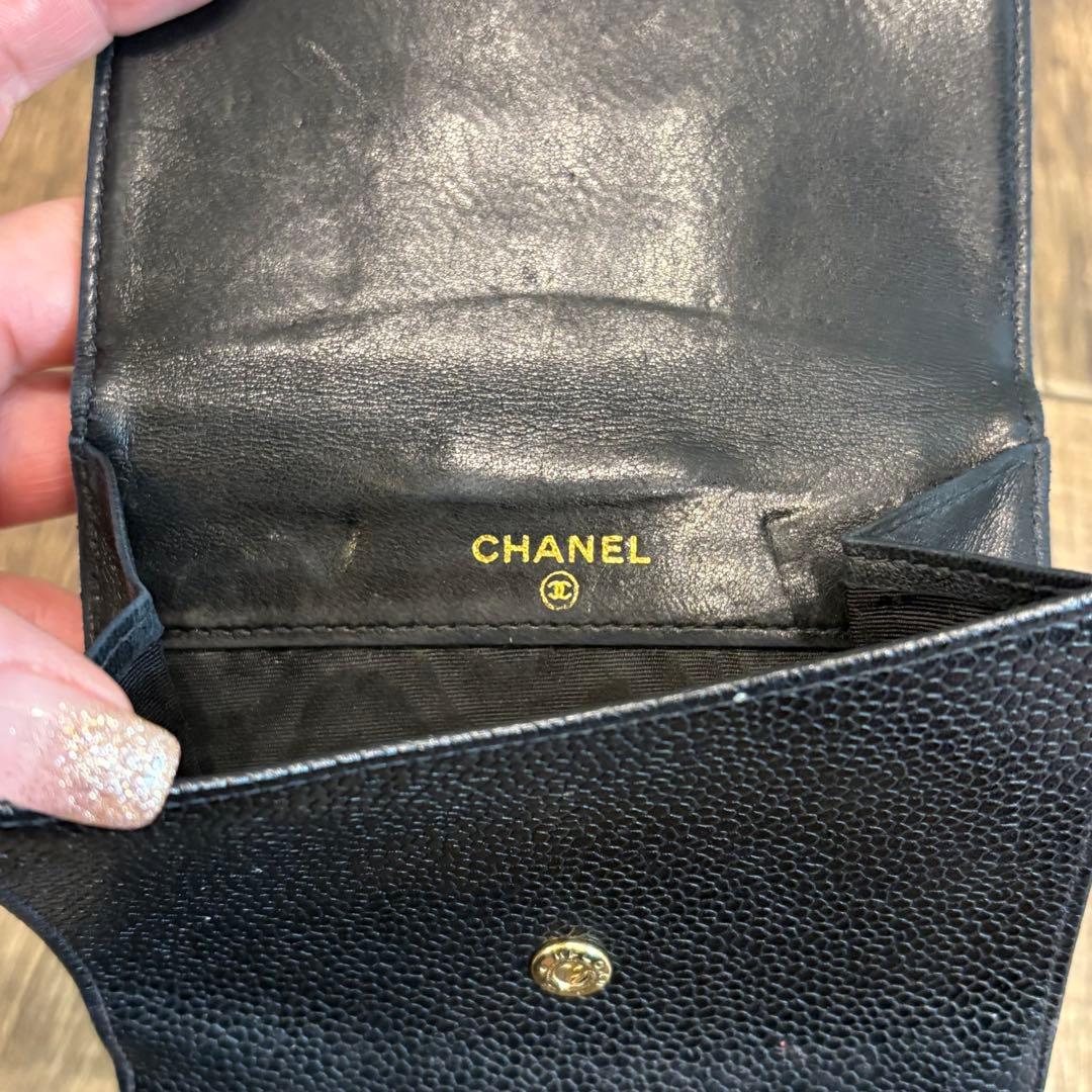CHANEL シャネル 折りたたみ 財布 レザー キャビアスキン ヴィンテージ