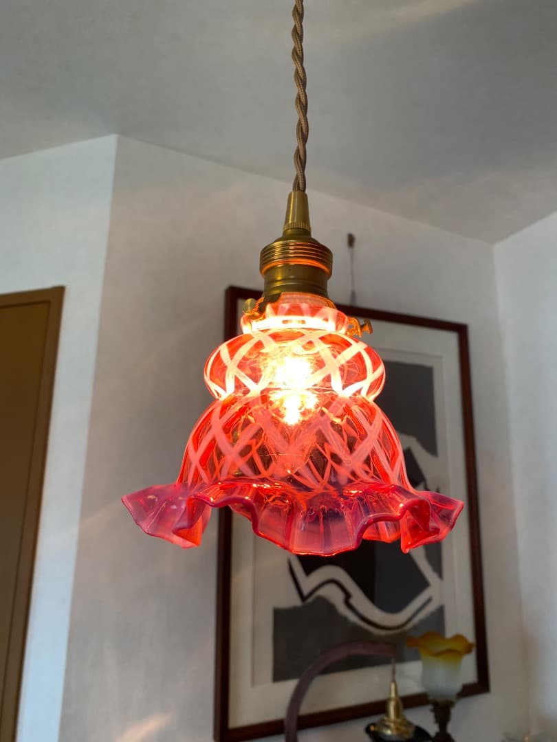 OLD FENTON レア　クランベリー　オパールセント　ガラスシェード