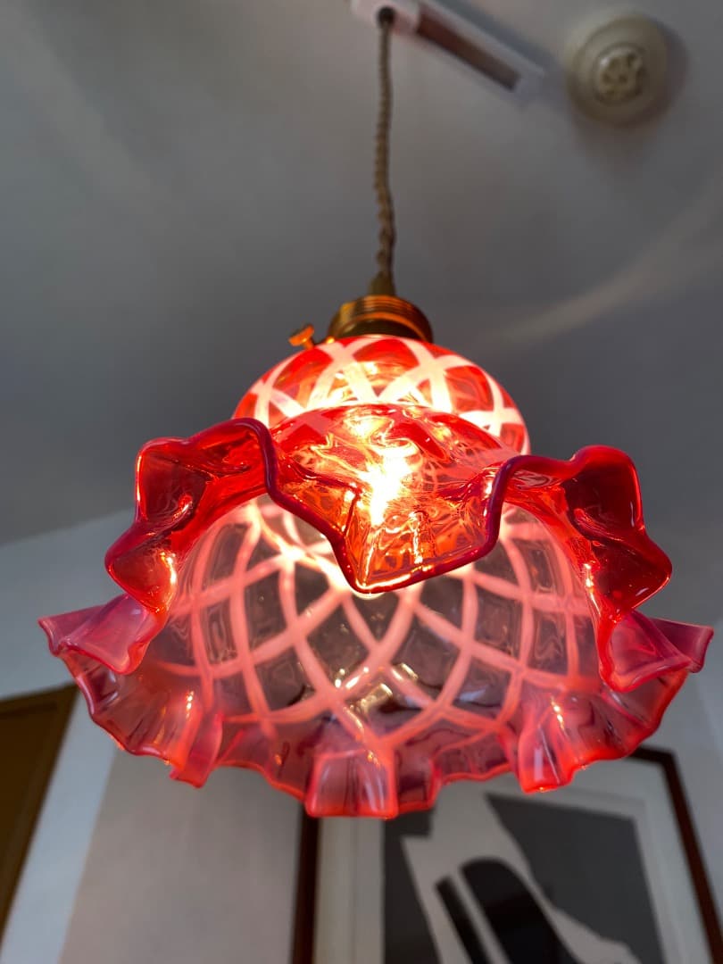 OLD FENTON レア　クランベリー　オパールセント　ガラスシェード