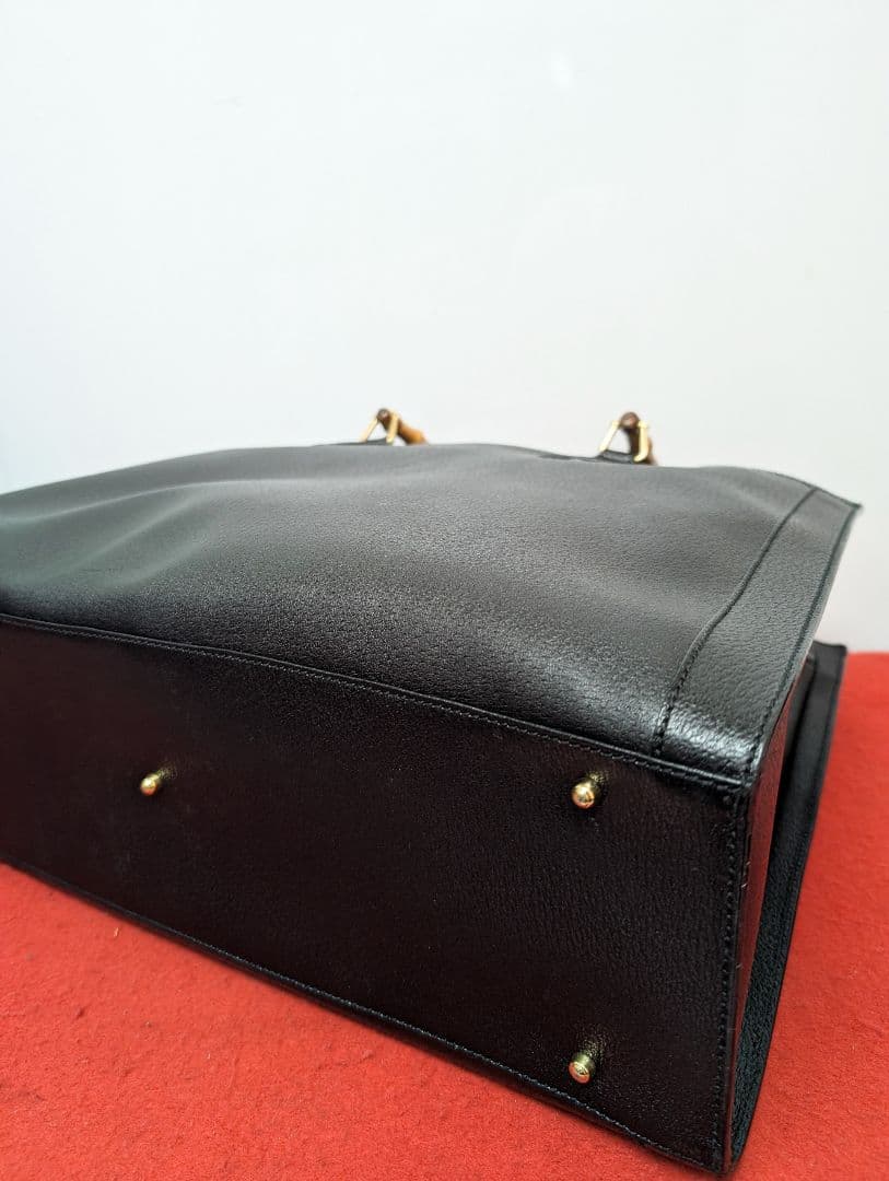 美品 極希少！Gucci バンブー 大型レザーハンドバッグ トートバッグブラック