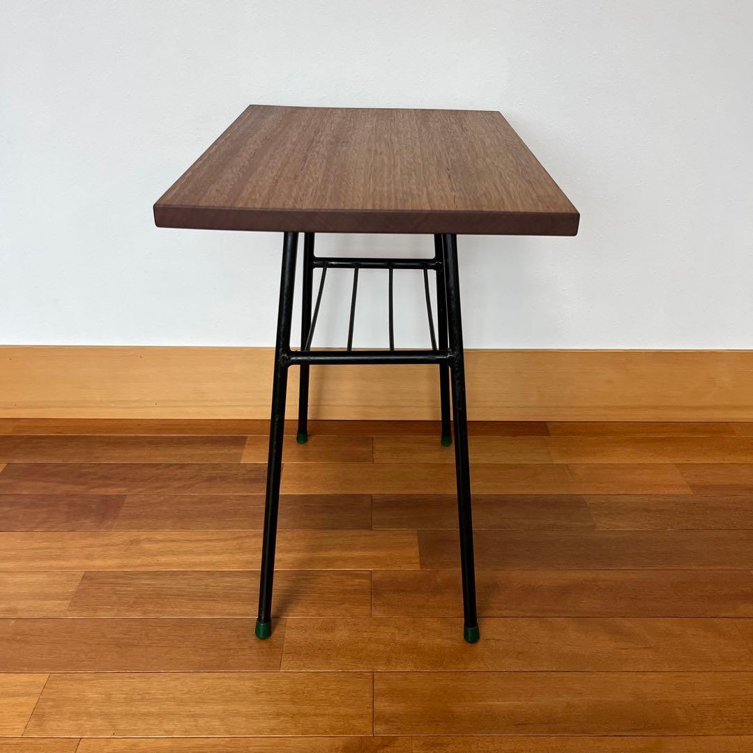 サイドテーブル　レトロ　鉄脚　無垢材