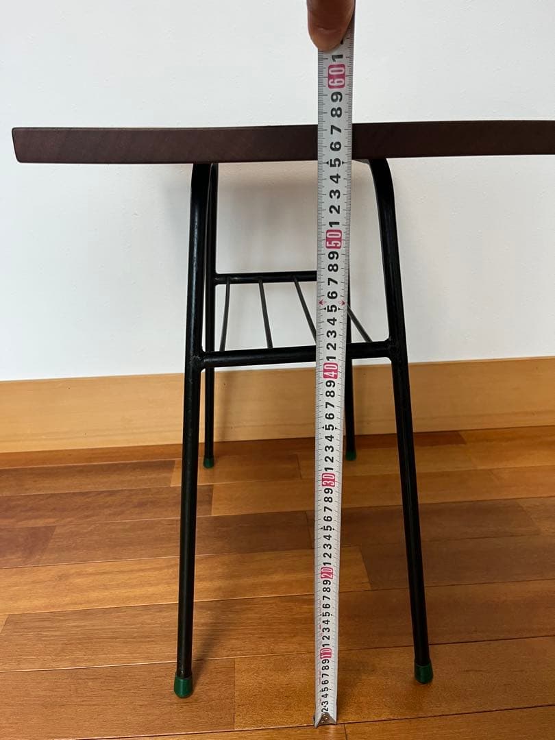 サイドテーブル　レトロ　鉄脚　無垢材