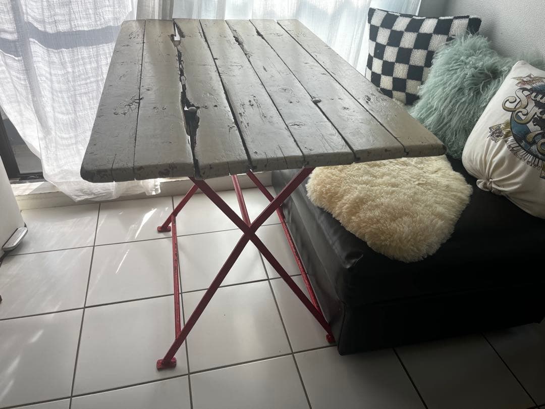 最終値下★赤い足のダイニングテーブル　アンティーク　デモデ 古家具シャビーシック