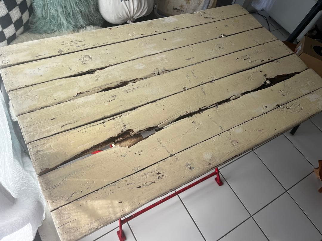 最終値下★赤い足のダイニングテーブル　アンティーク　デモデ 古家具シャビーシック