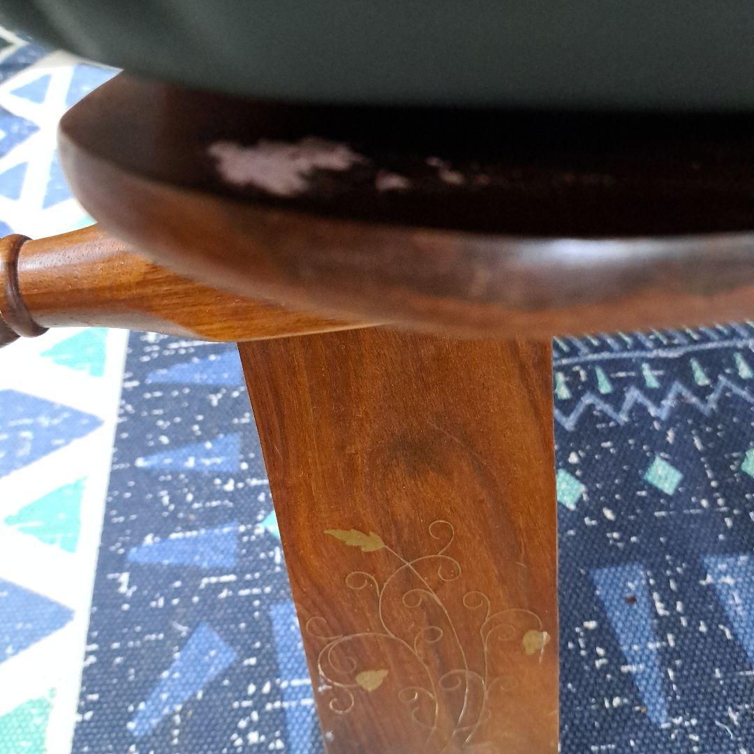 ♡アンティーク　象嵌 　金彩 オットマン チェア スツール 鞍型 黒♡