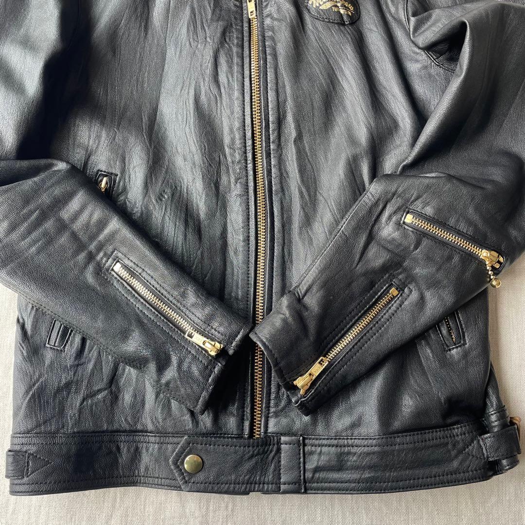 RALEIGH マックショウ 革ジャン レザージャケット ブラック ゴールド