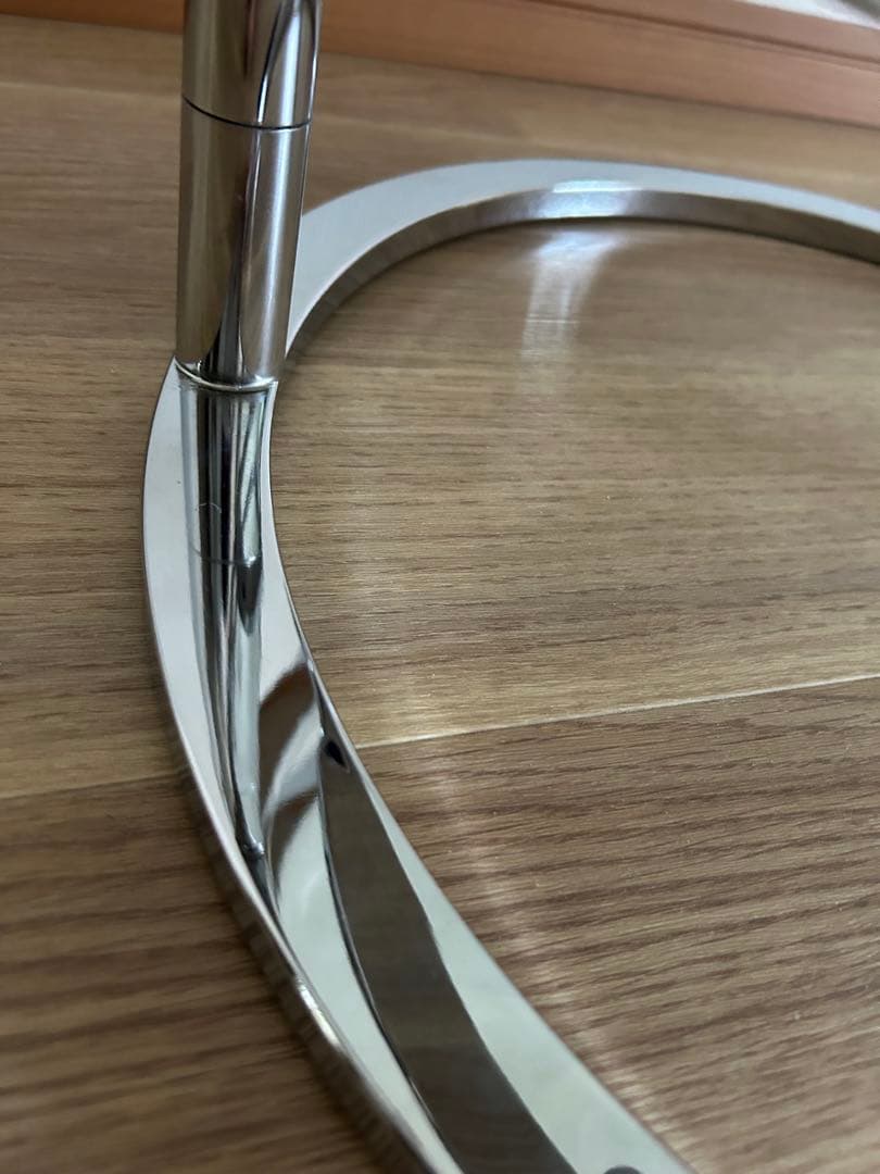 ミッドセンチュリー　北欧ラウンドテーブル3段ガラススライドテーブル☆たのメル便