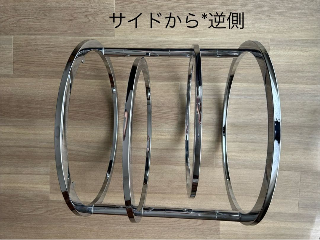 ミッドセンチュリー　北欧ラウンドテーブル3段ガラススライドテーブル☆たのメル便