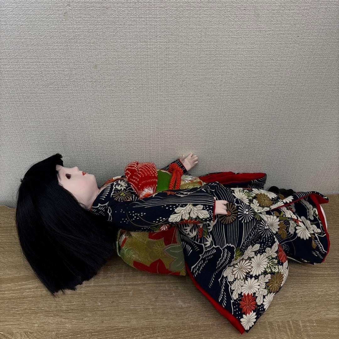 市松人形 黒髪 着物 創作人形