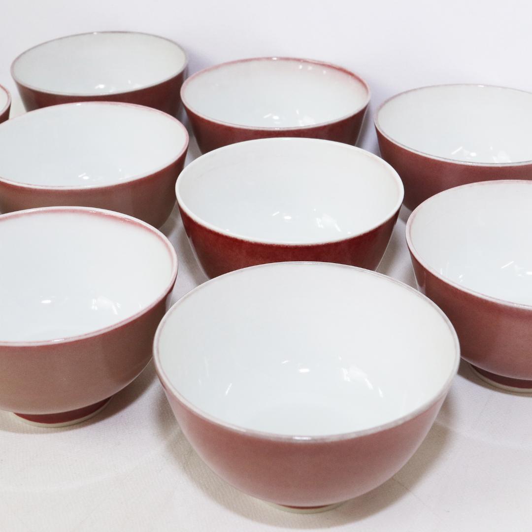 加藤泰一 辰砂 茶碗 10客 清水焼 京焼