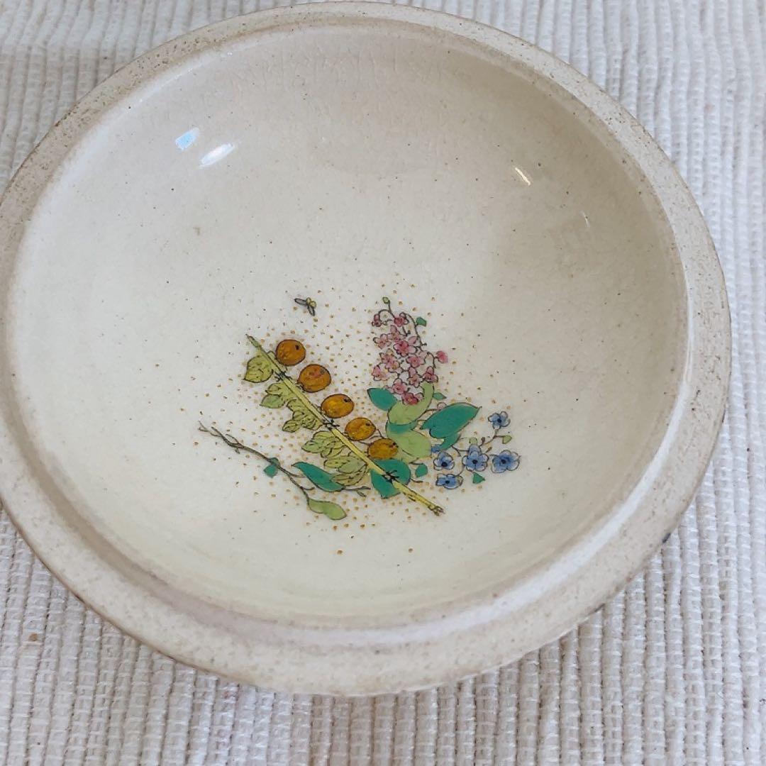 薩摩焼　白薩摩　香合　百蝶絵丸形　骨董　アンティーク　茶道具　インテリア　壽官銘