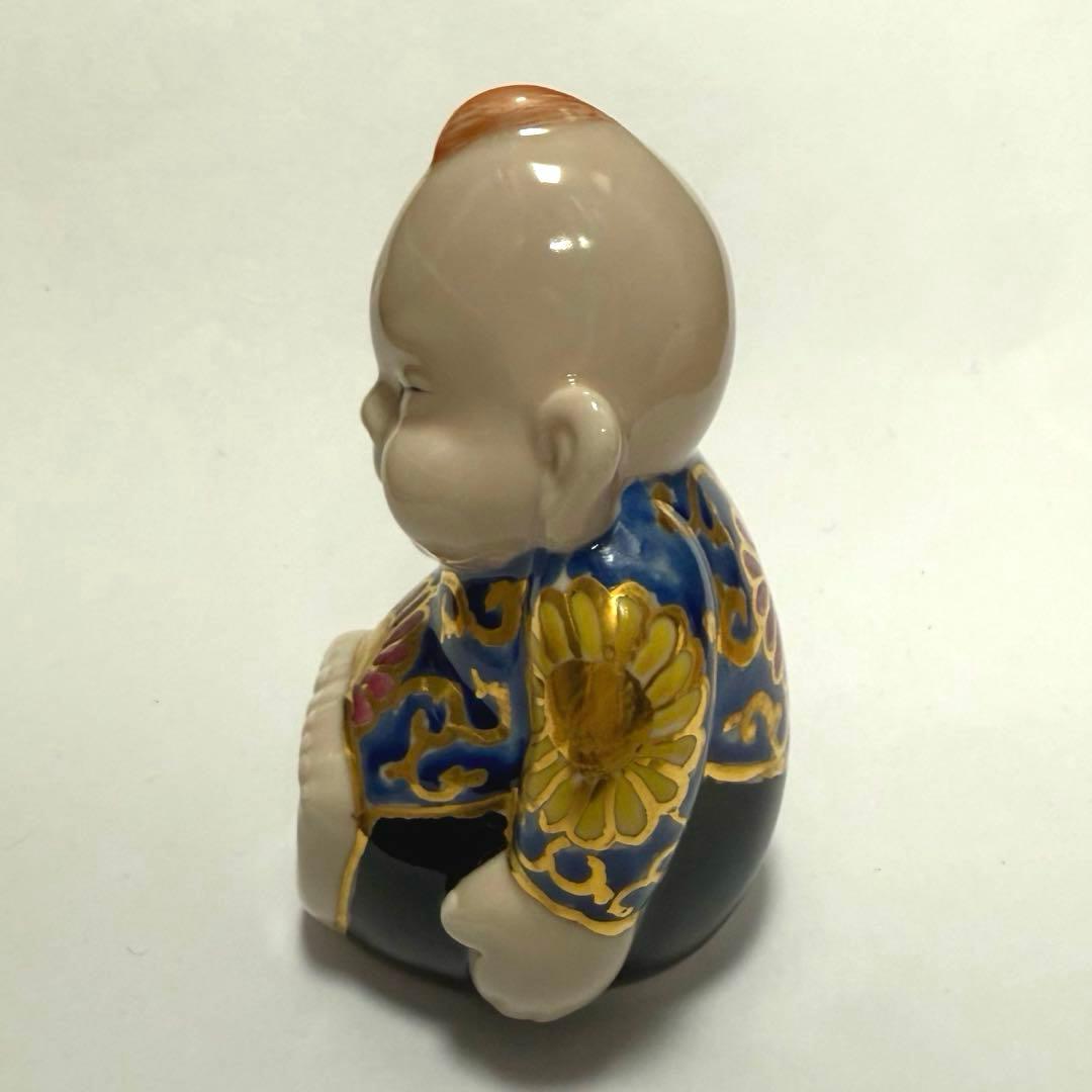 新品☆九谷焼 ビリケン 4号 福の神 唐草模様 開運 幸運 魔除け 良縁 縁起物