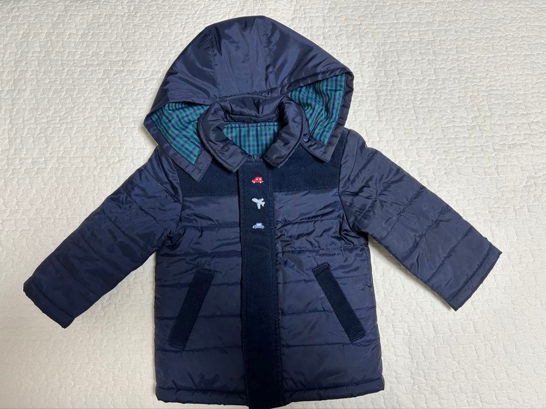 familiar ネイビー 中綿コート　90㎝　取り外しベスト付き　アウター