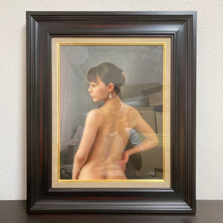 【真作保証】疋田正章「悠」油彩6号 真筆 額装 美人画 リアリズム 写実 裸婦