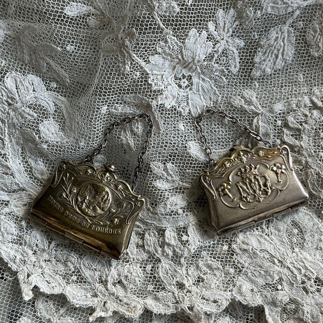 【訳アリ品】フランスアンティーク　ミニチュア　ハンドバッグ　ビスクドール